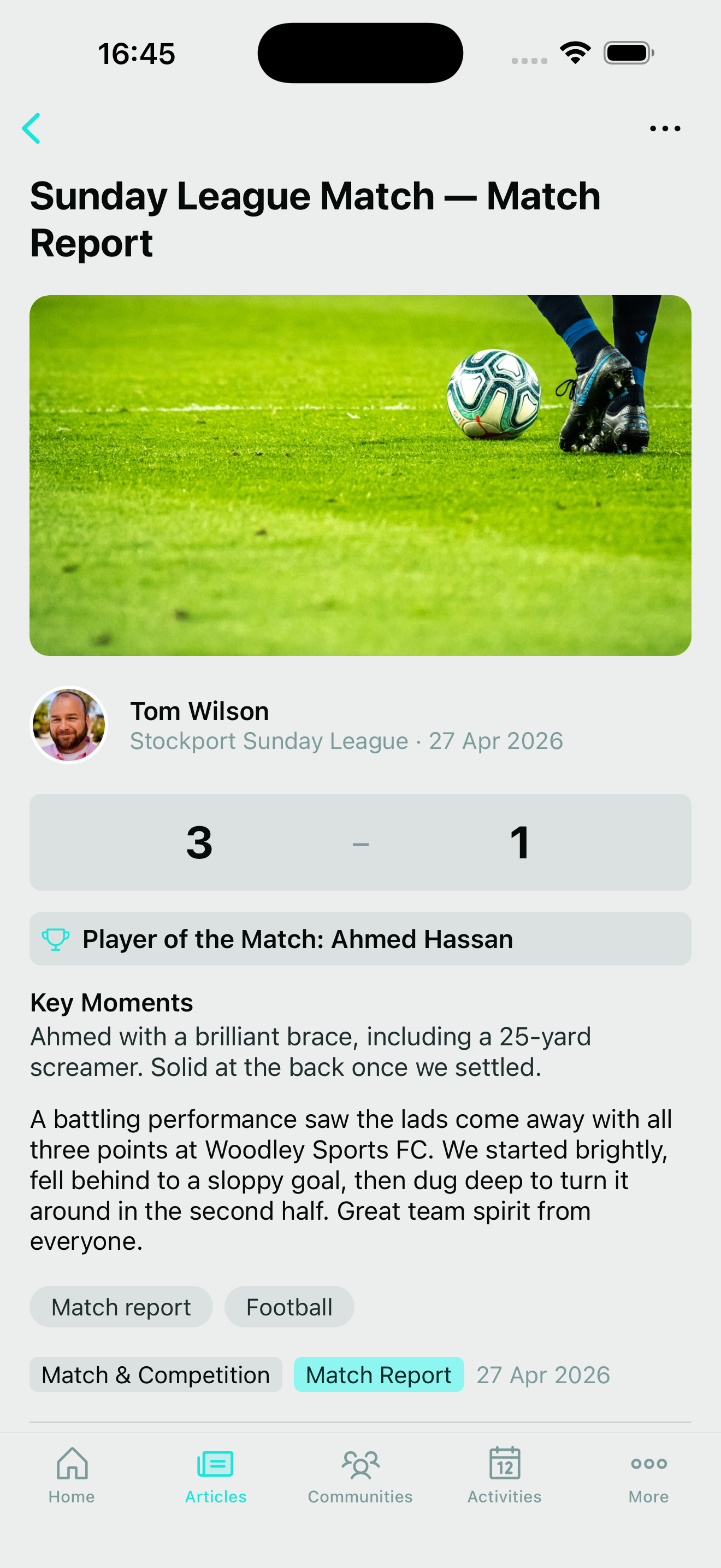 Match report